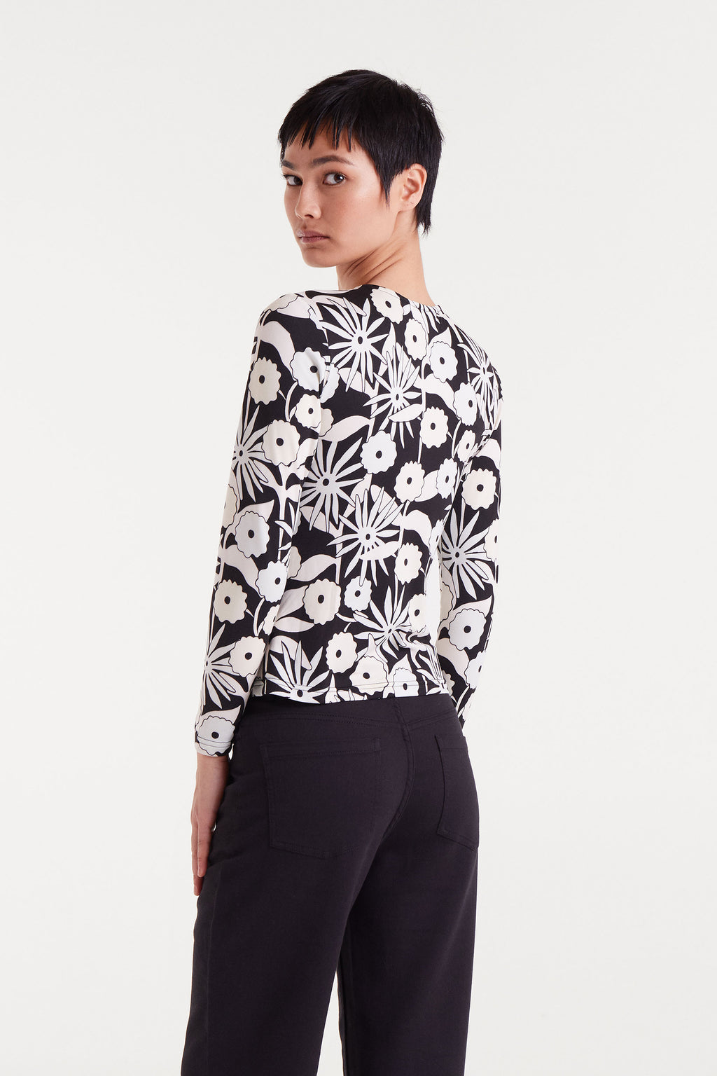 Long Sleeve Flower Print Top