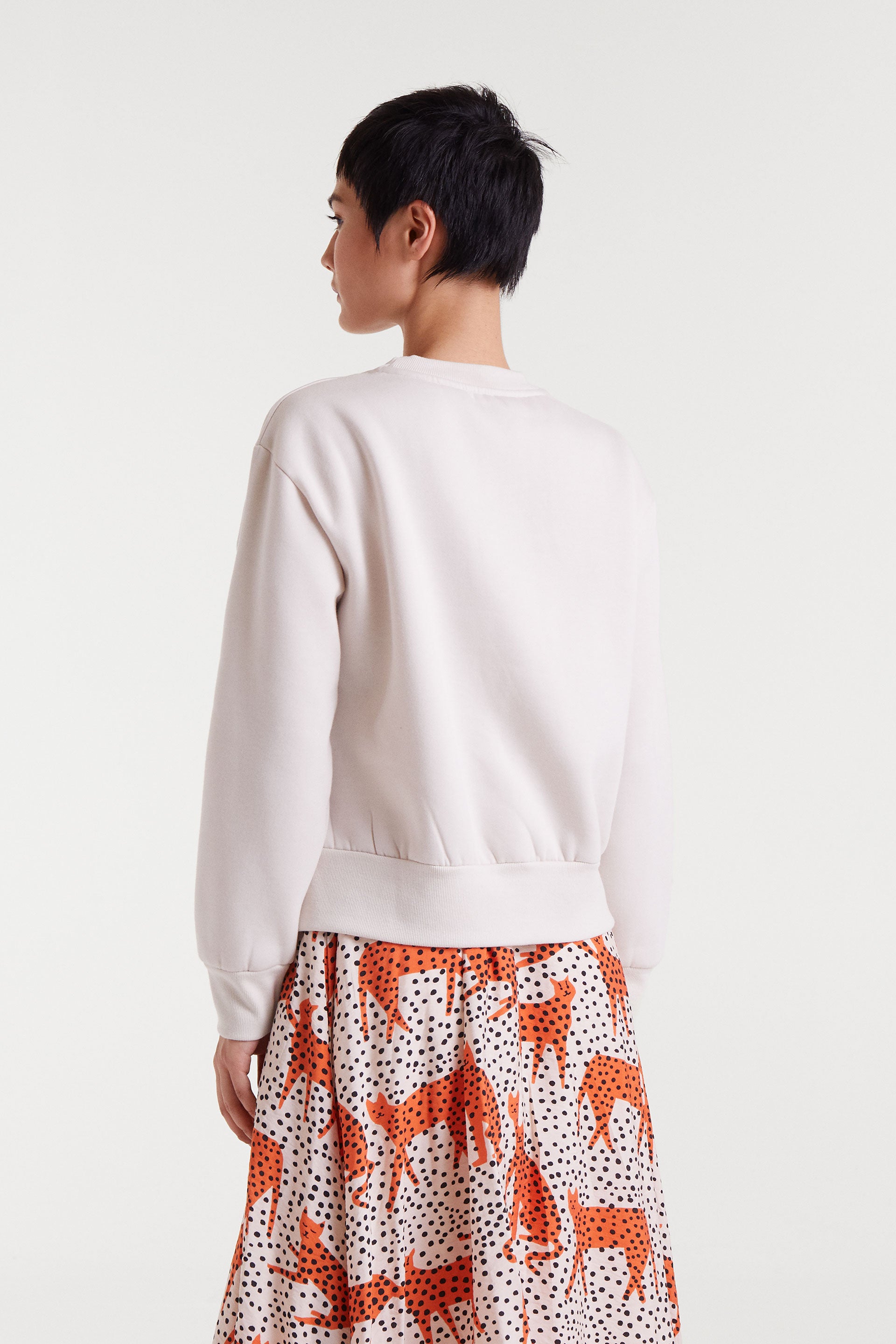 White Jumper With Cat Print