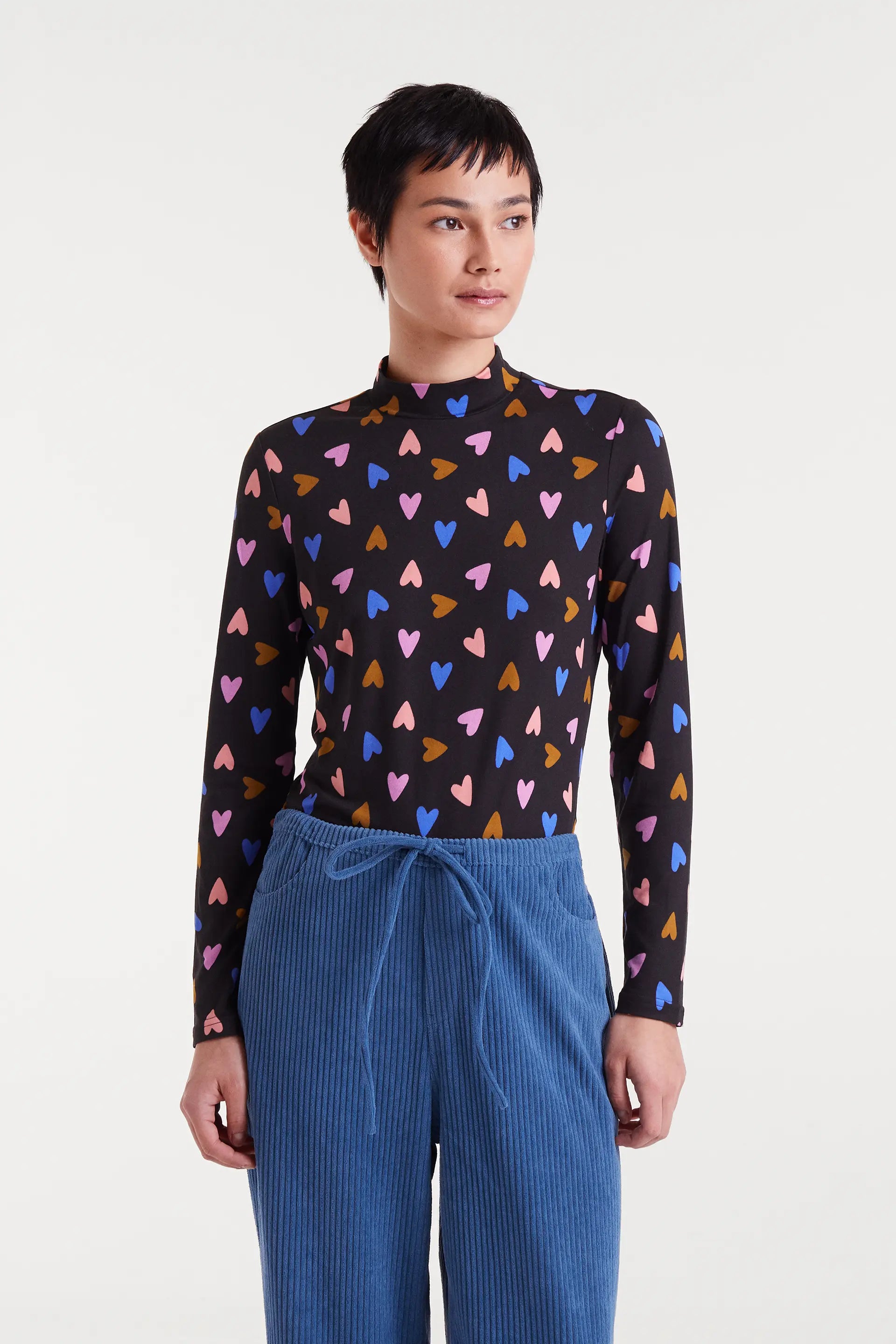 Long Sleeve Heart Motif Top