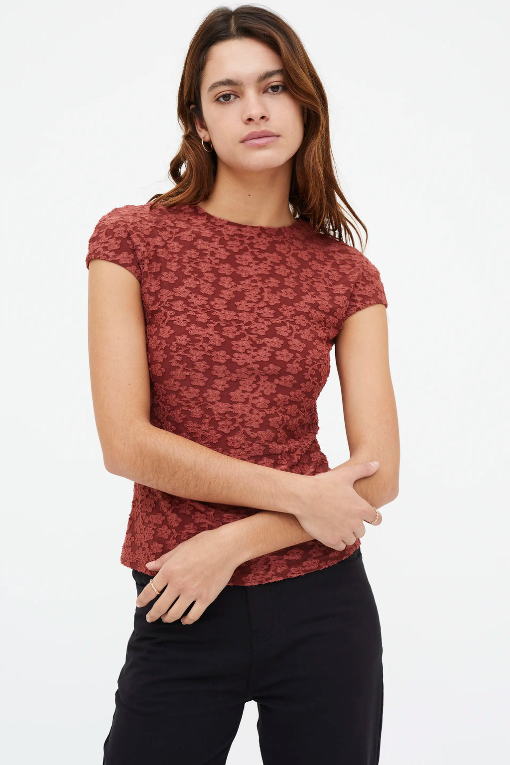 Cap Sleeve Floral Top