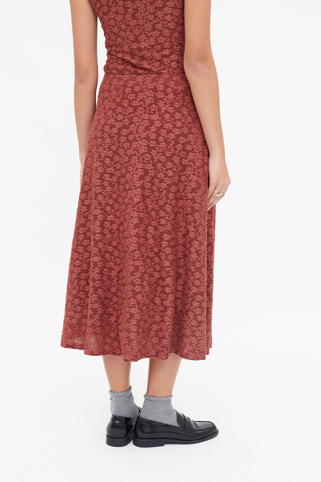 Midi Floral Terracotta Skirt