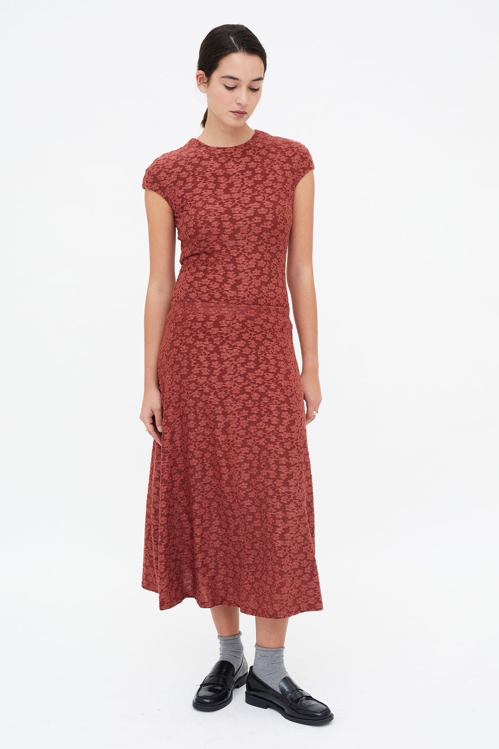 Midi Floral Terracotta Skirt