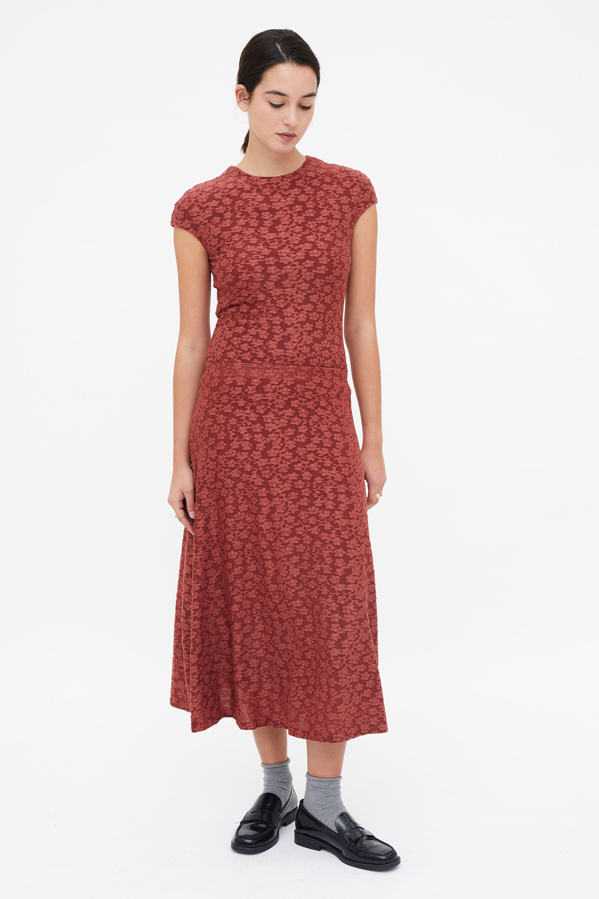 Midi Floral Terracotta Skirt