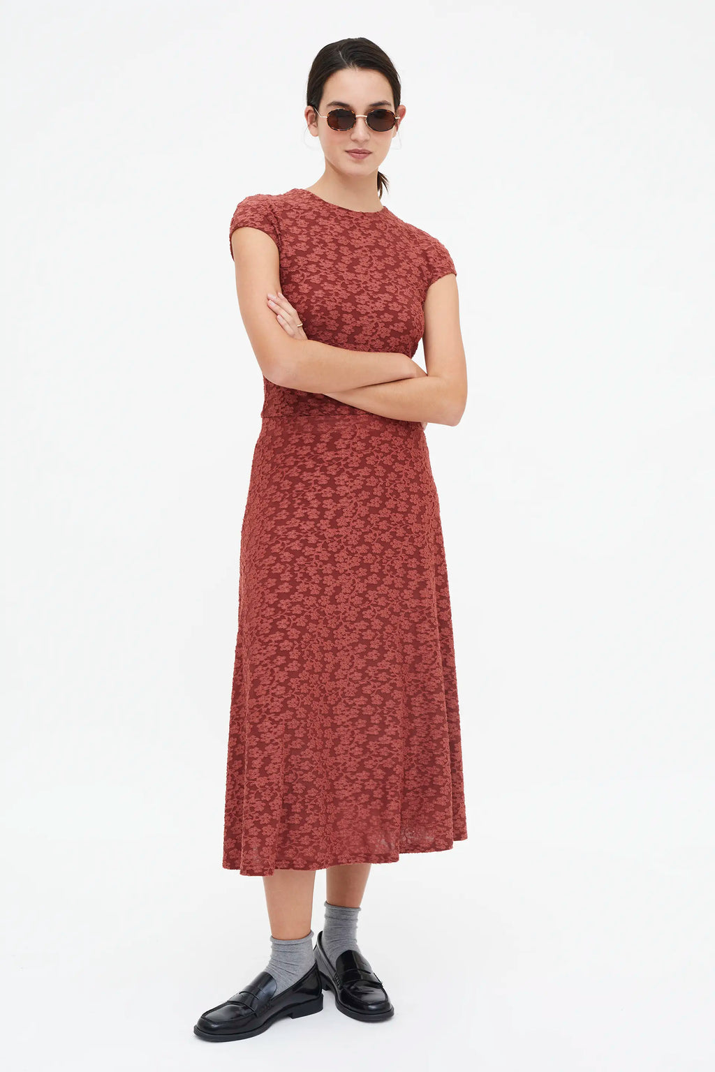 Midi Floral Terracotta Skirt