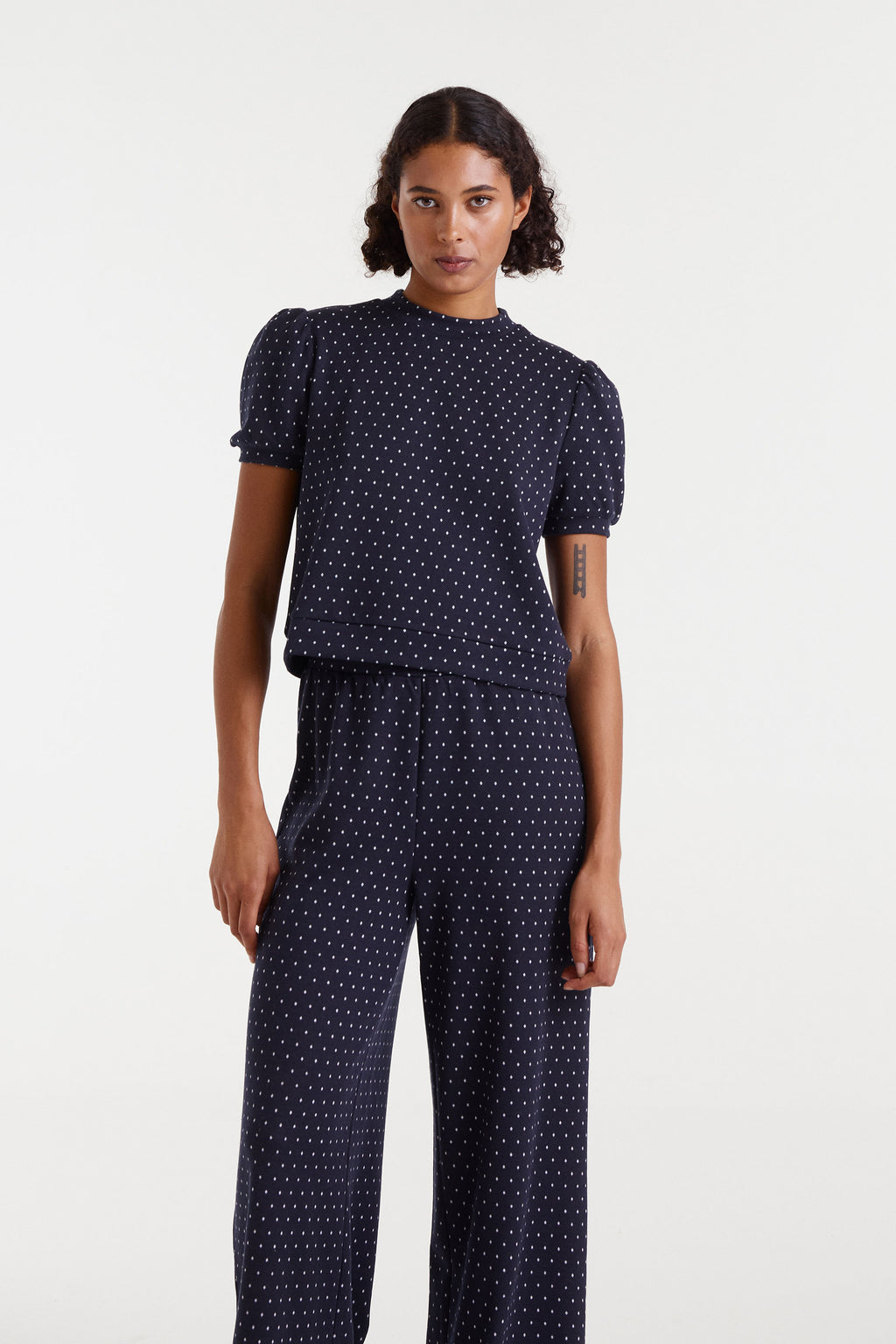 Polka Dot Puff Sleeve Top