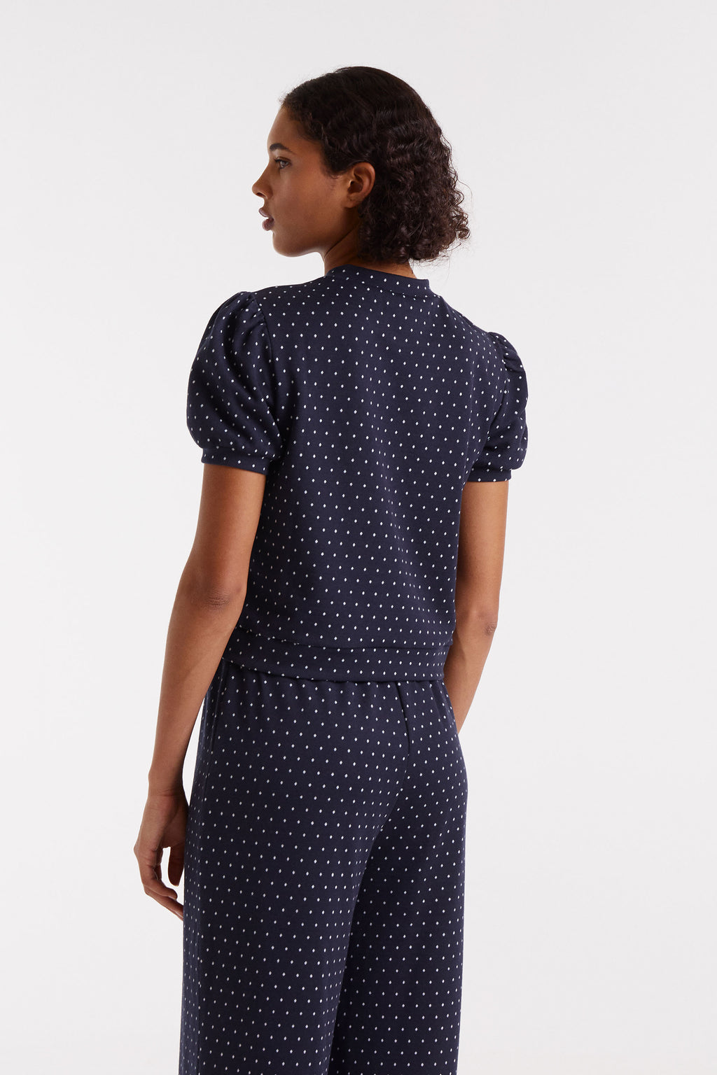 Polka Dot Puff Sleeve Top