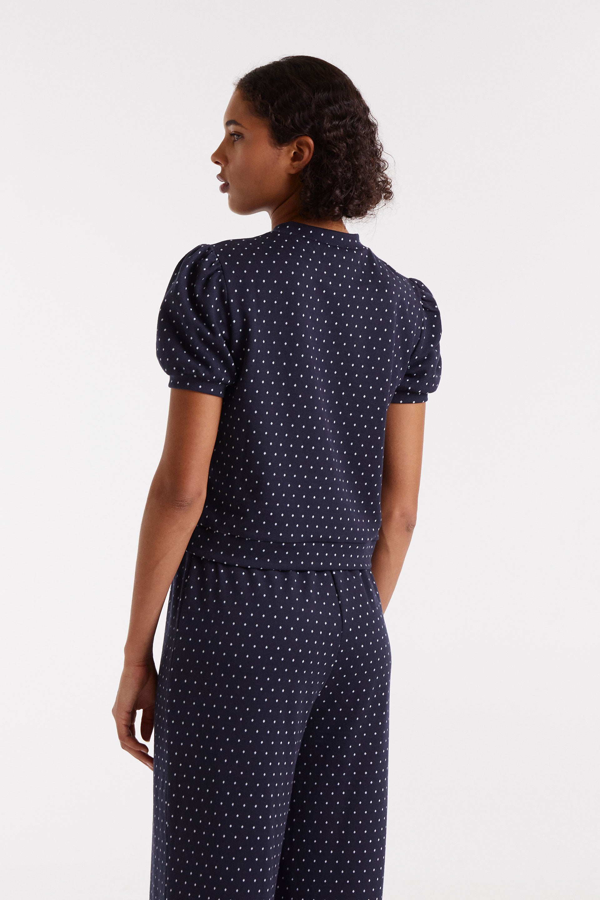 Polka Dot Puff Sleeve Top