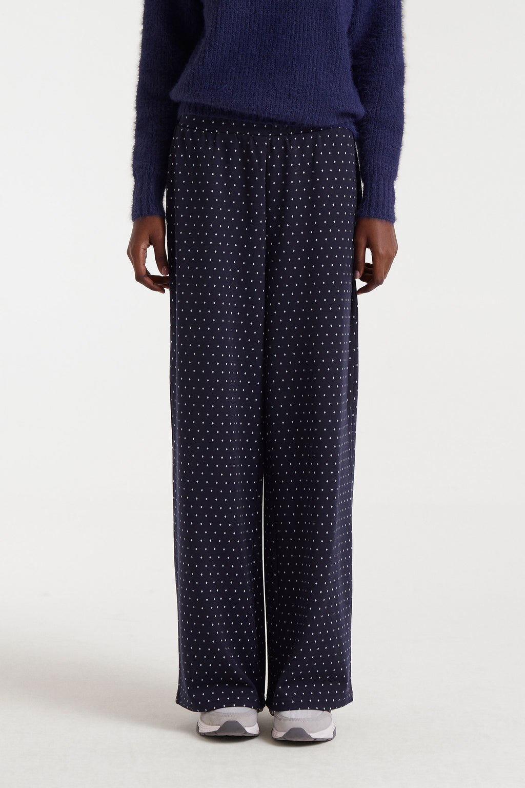 Navy Polka Dot Trousers