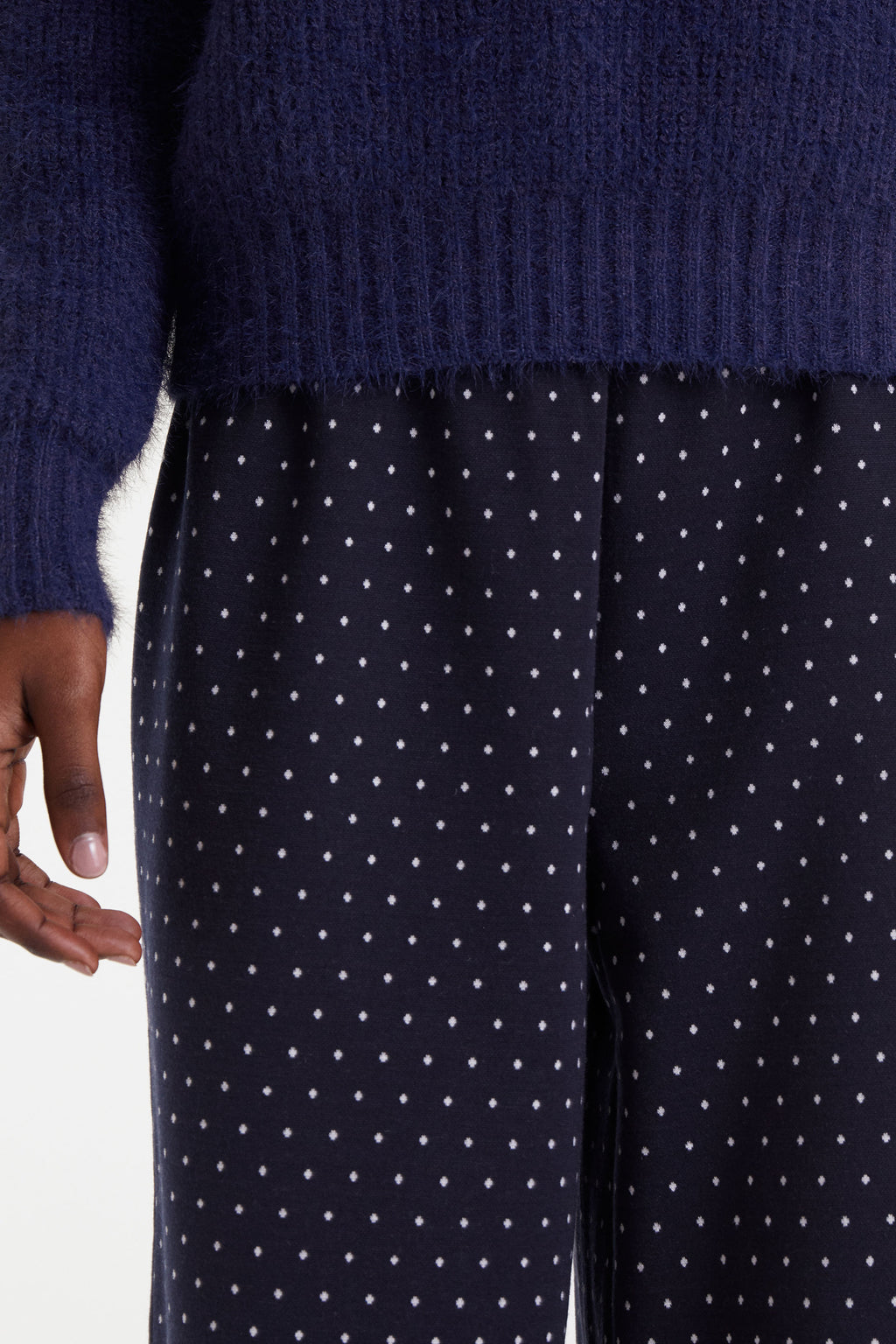 Navy Polka Dot Trousers