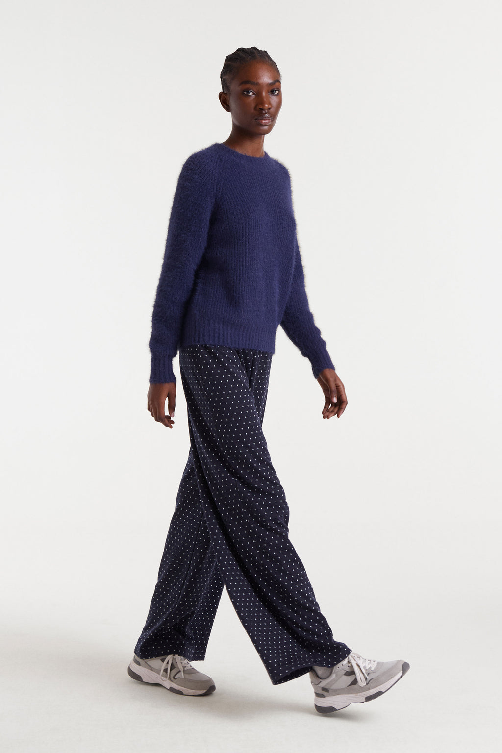 Navy Polka Dot Trousers