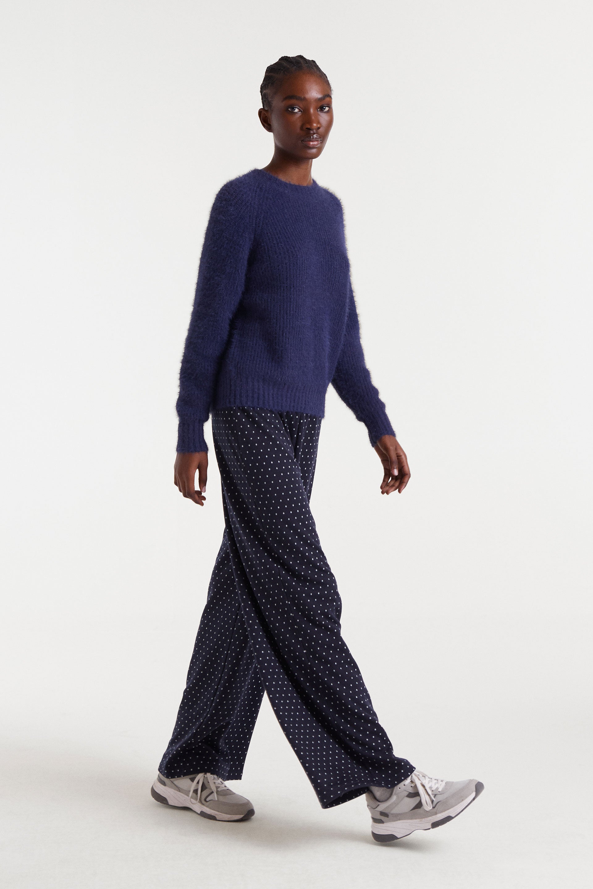 Navy Polka Dot Trousers