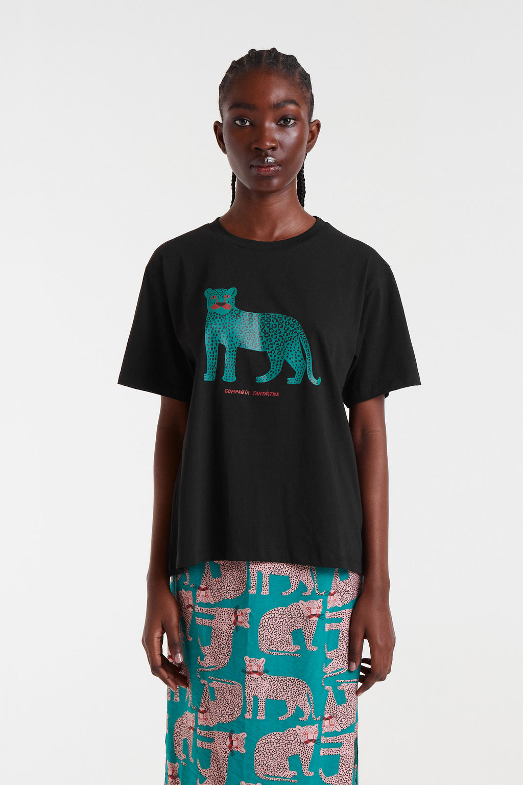 Black T-Shirt with Leopard Print