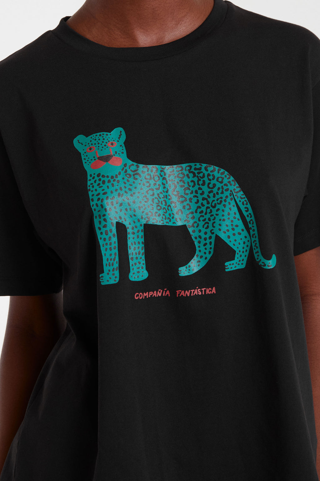 Black T-Shirt with Leopard Print