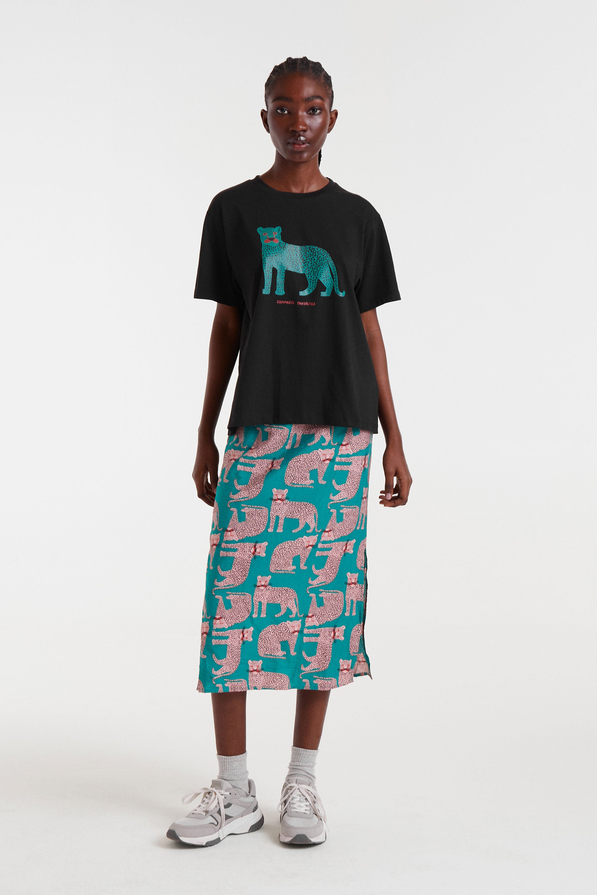 Black T-Shirt with Leopard Print