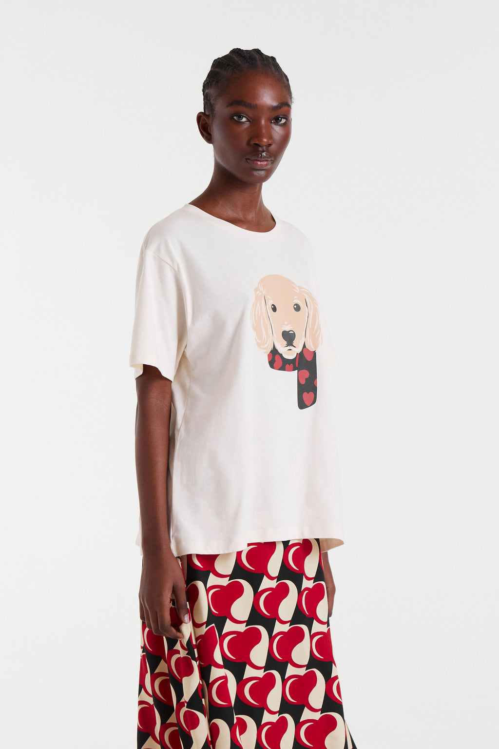 White T-Shirt with Dog Print