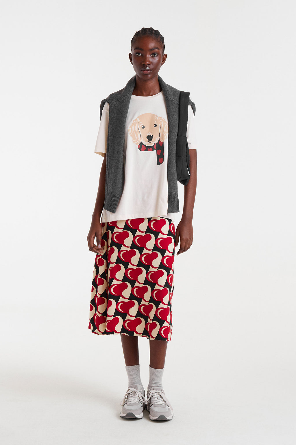 White T-Shirt with Dog Print