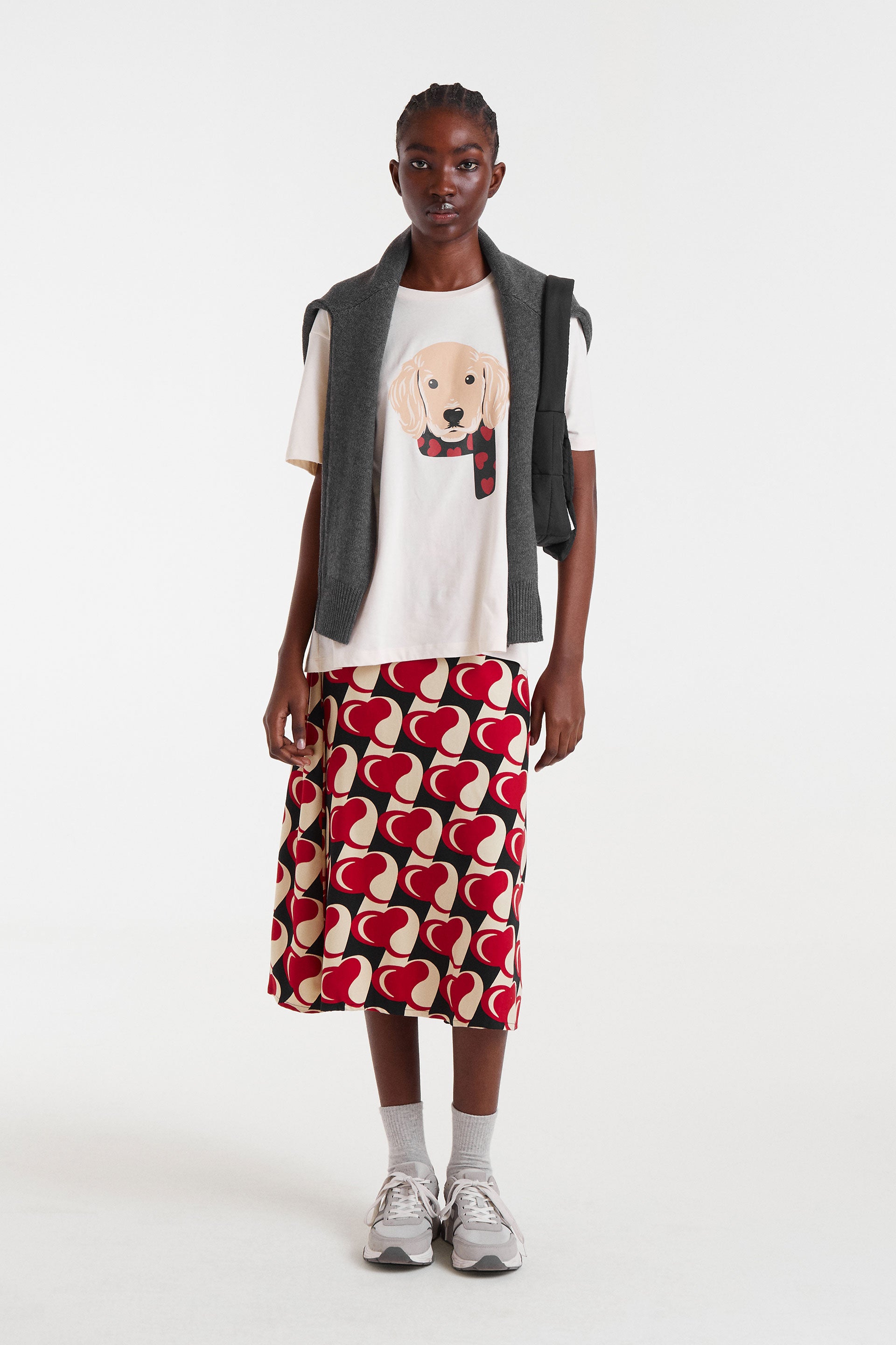 White T-Shirt with Dog Print