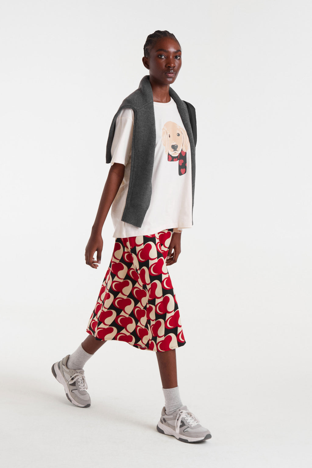 White T-Shirt with Dog Print