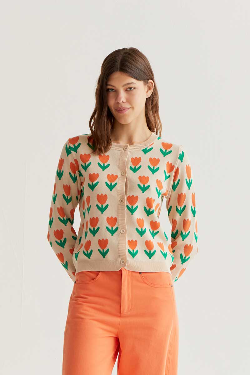 Cardigan With Tulip Print