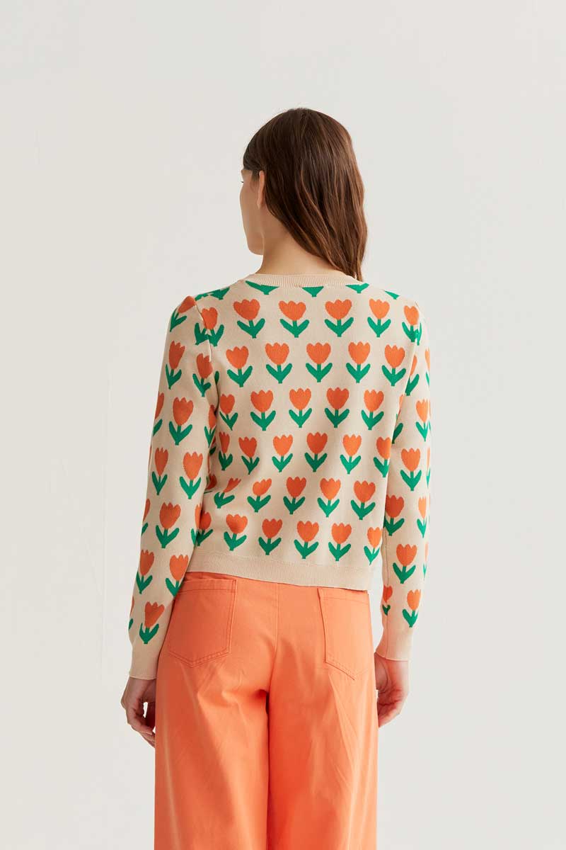 Cardigan With Tulip Print
