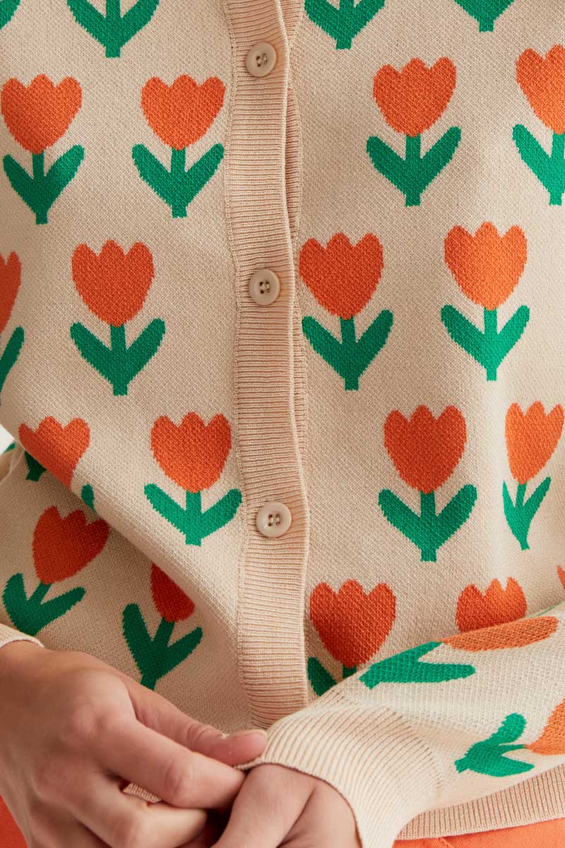 Cardigan With Tulip Print