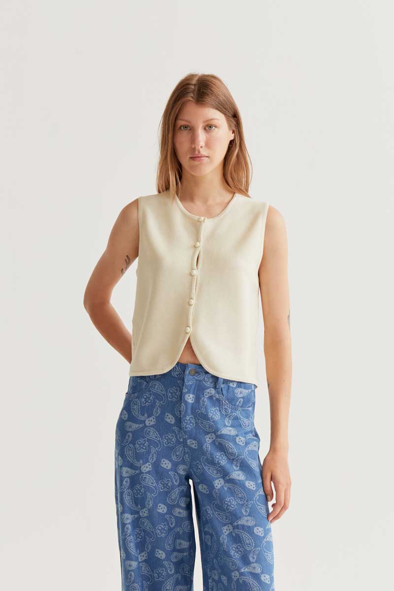 Ecru Knitted Vest