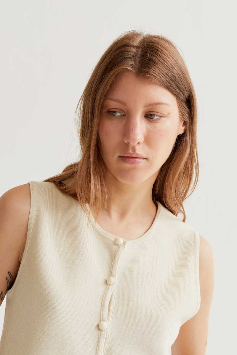 Ecru Knitted Vest