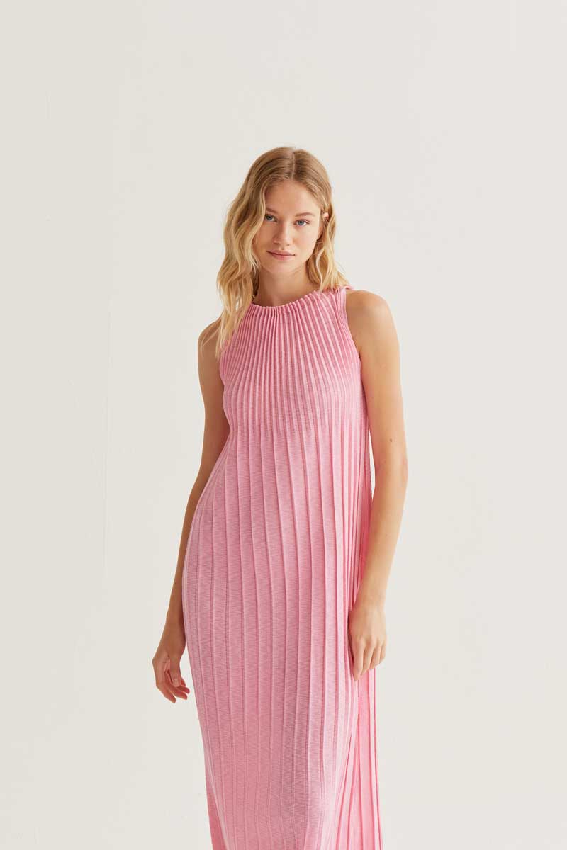 Pink Pleated Dress
