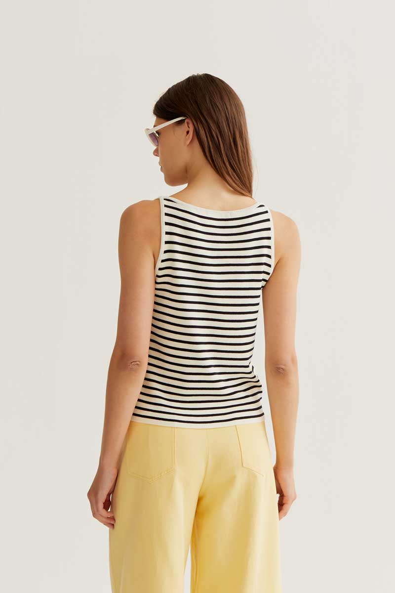 Black and White Striped Knit Top
