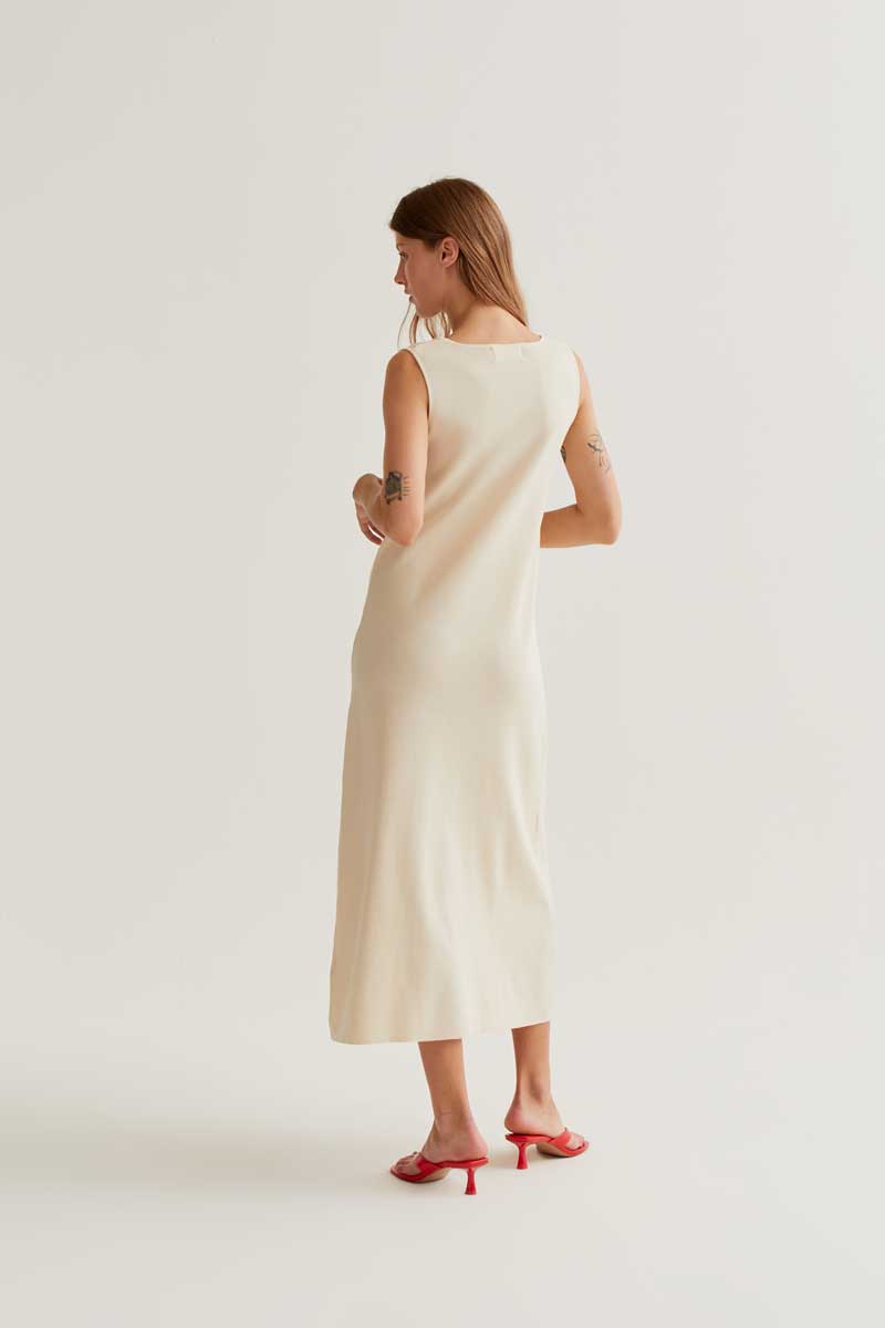 Long Ecru Knit Dress