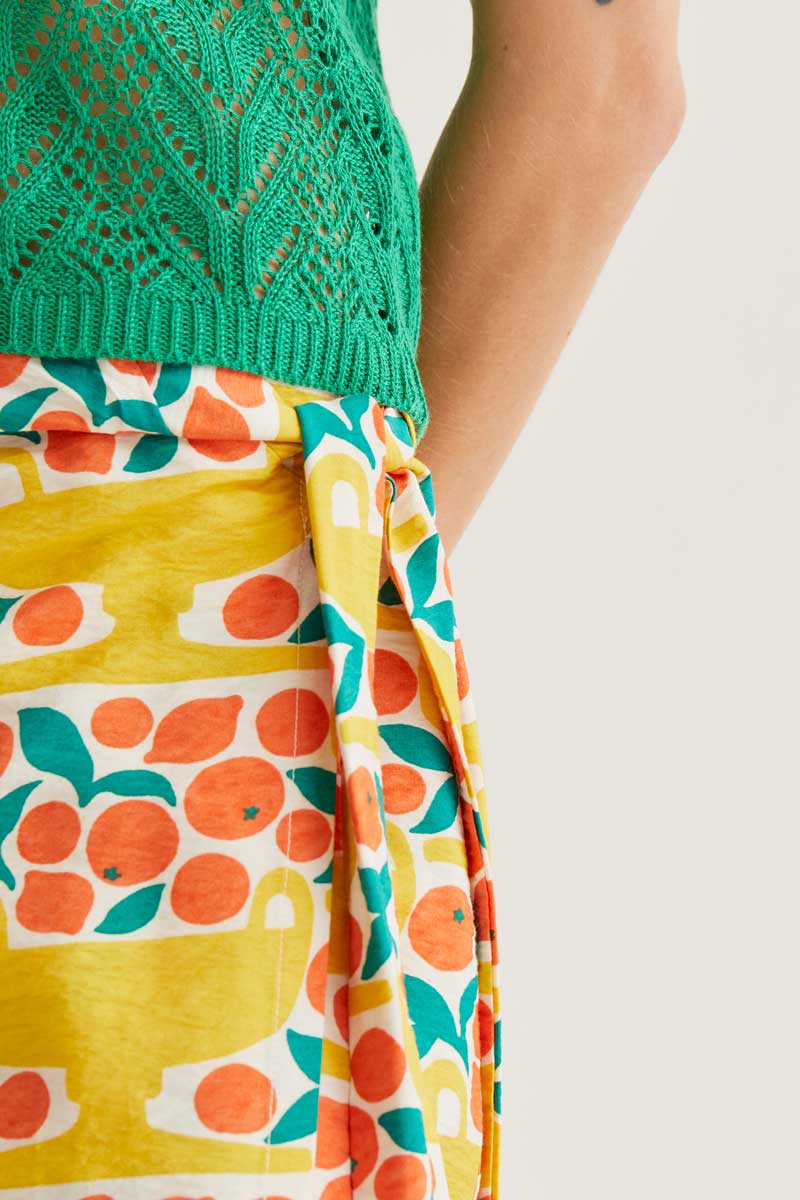 Midi Skirt With Orange Design