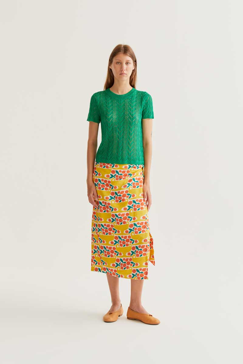 Midi Skirt With Orange Design