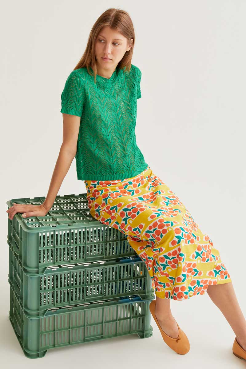 Midi Skirt With Orange Design