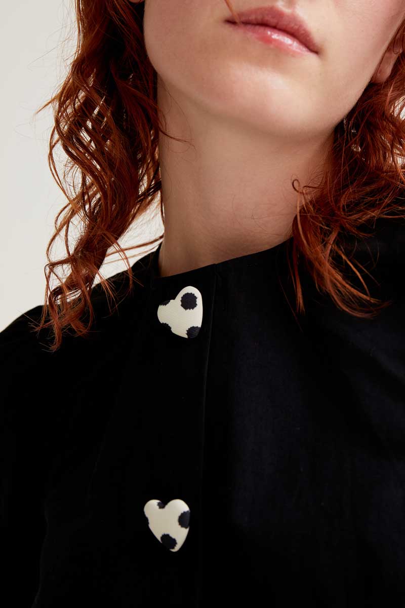 Black Heart button Blouse
