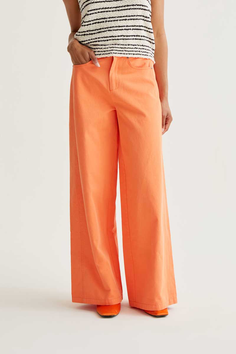 Wide Leg Orange Pants