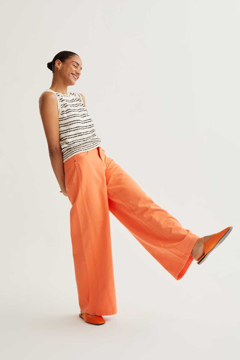 Wide Leg Orange Pants