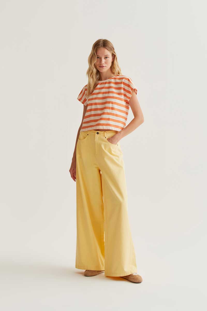 Wide Leg Yellow Pants