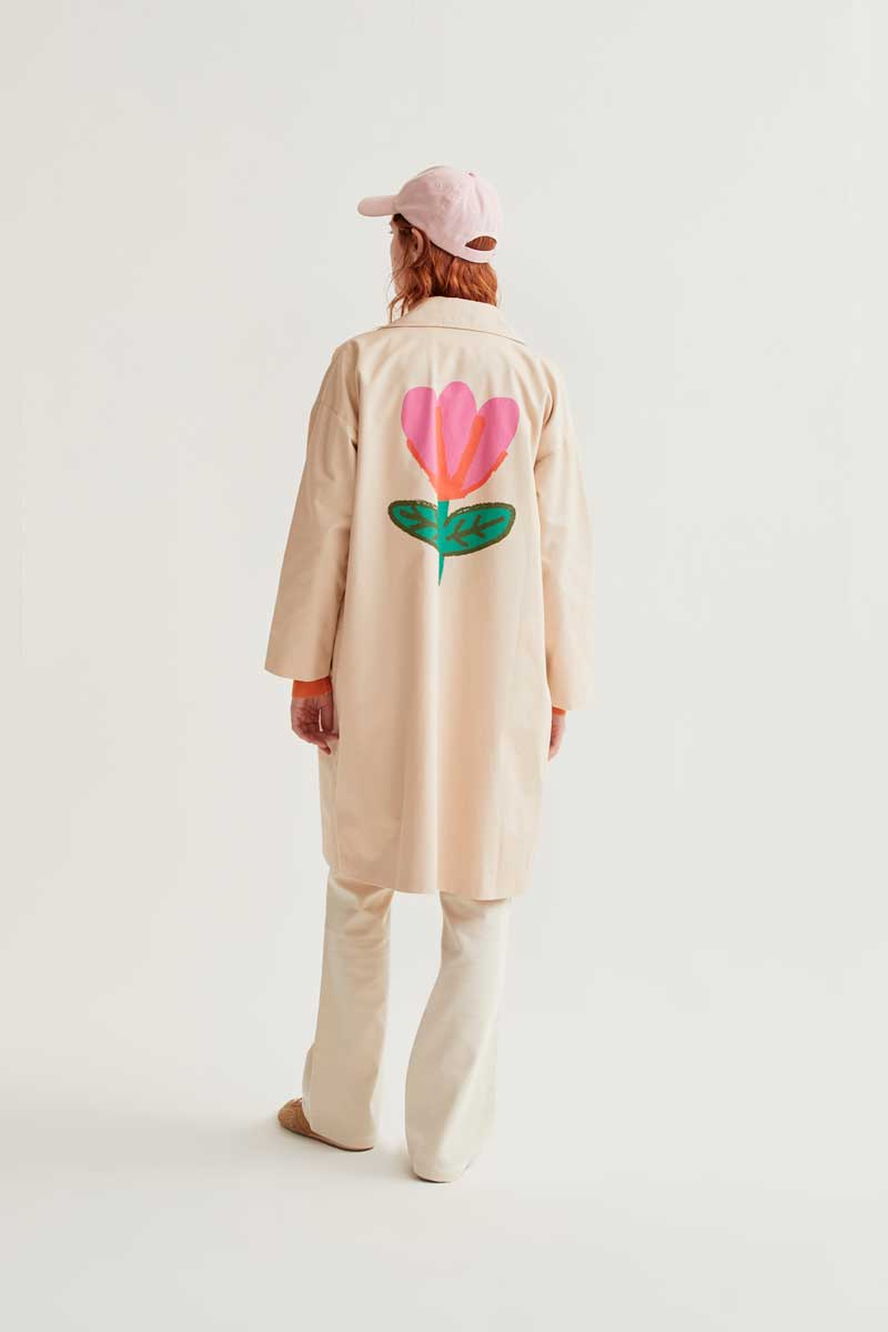 Trench Coat with Tulipan Print