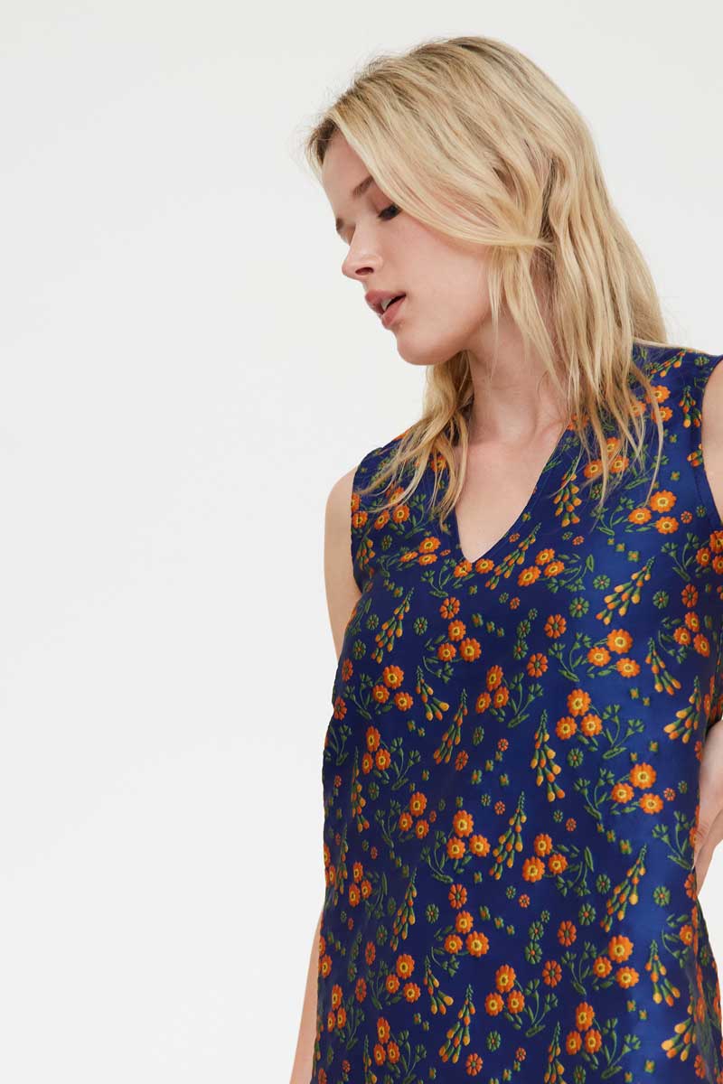Jacquard Floral Print Dress