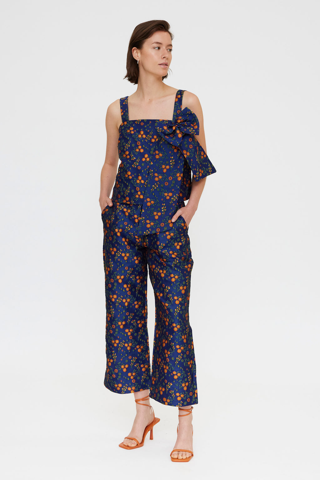 Jacquard Floral Print Top