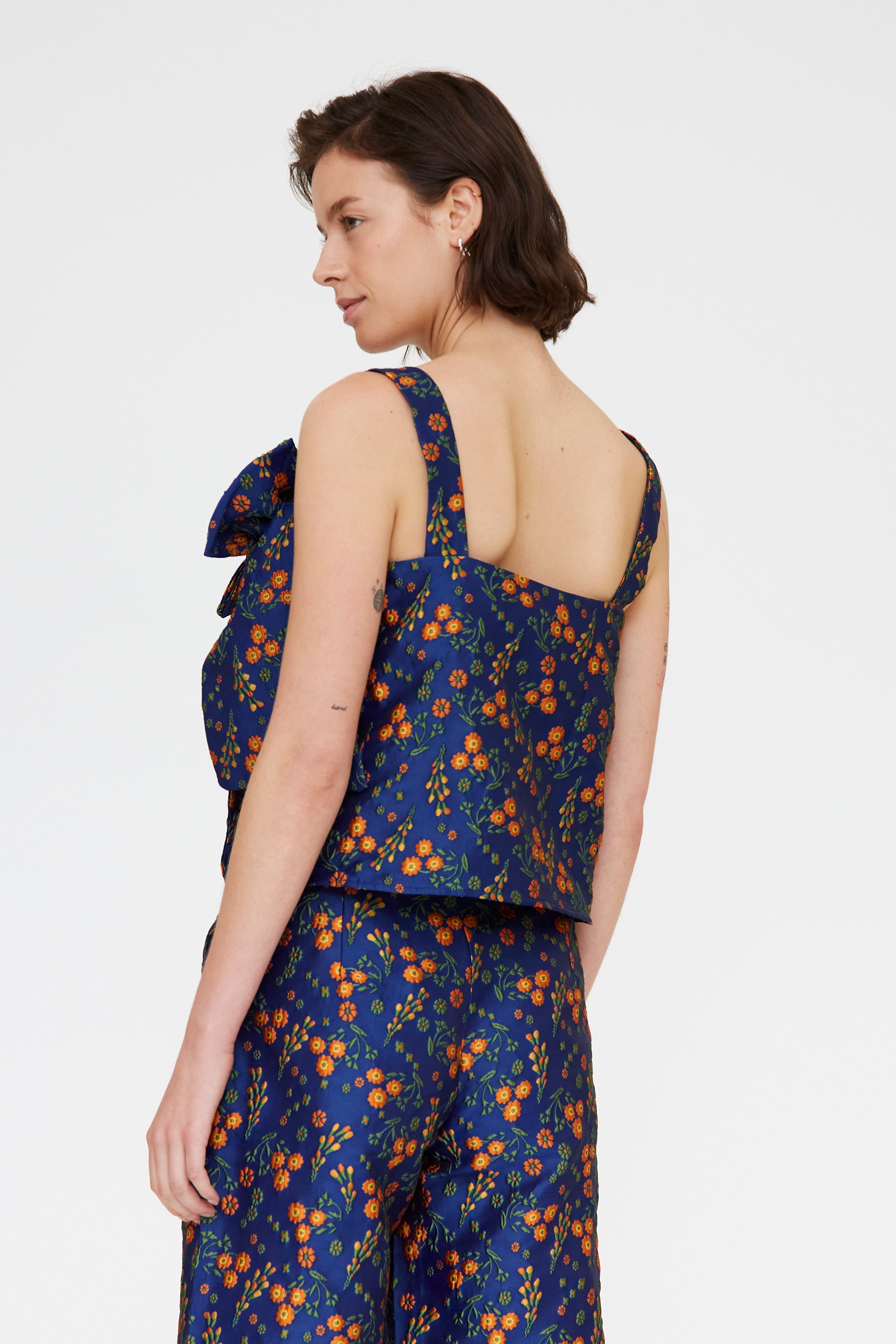 Jacquard Floral Print Top