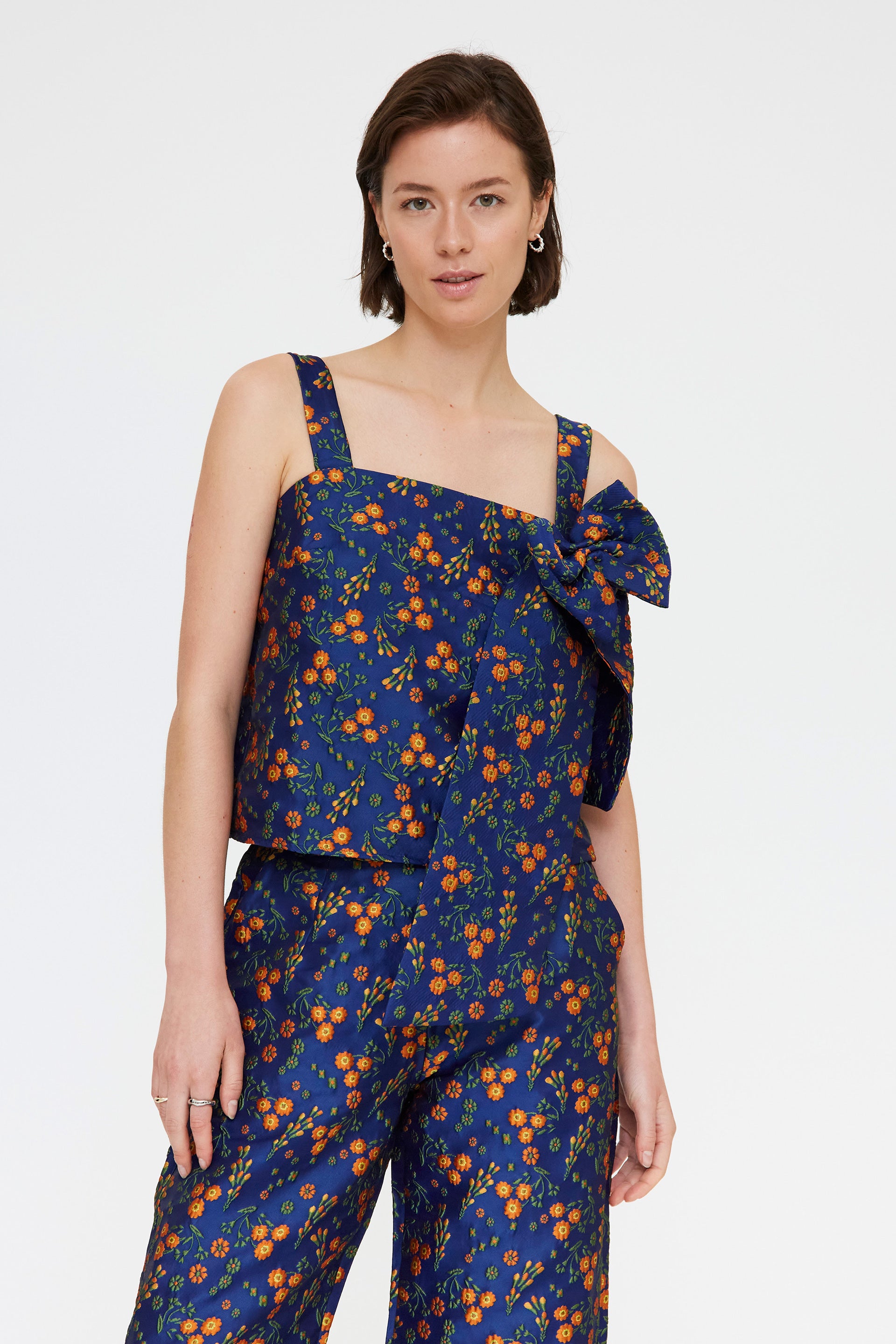 Jacquard Floral Print Top