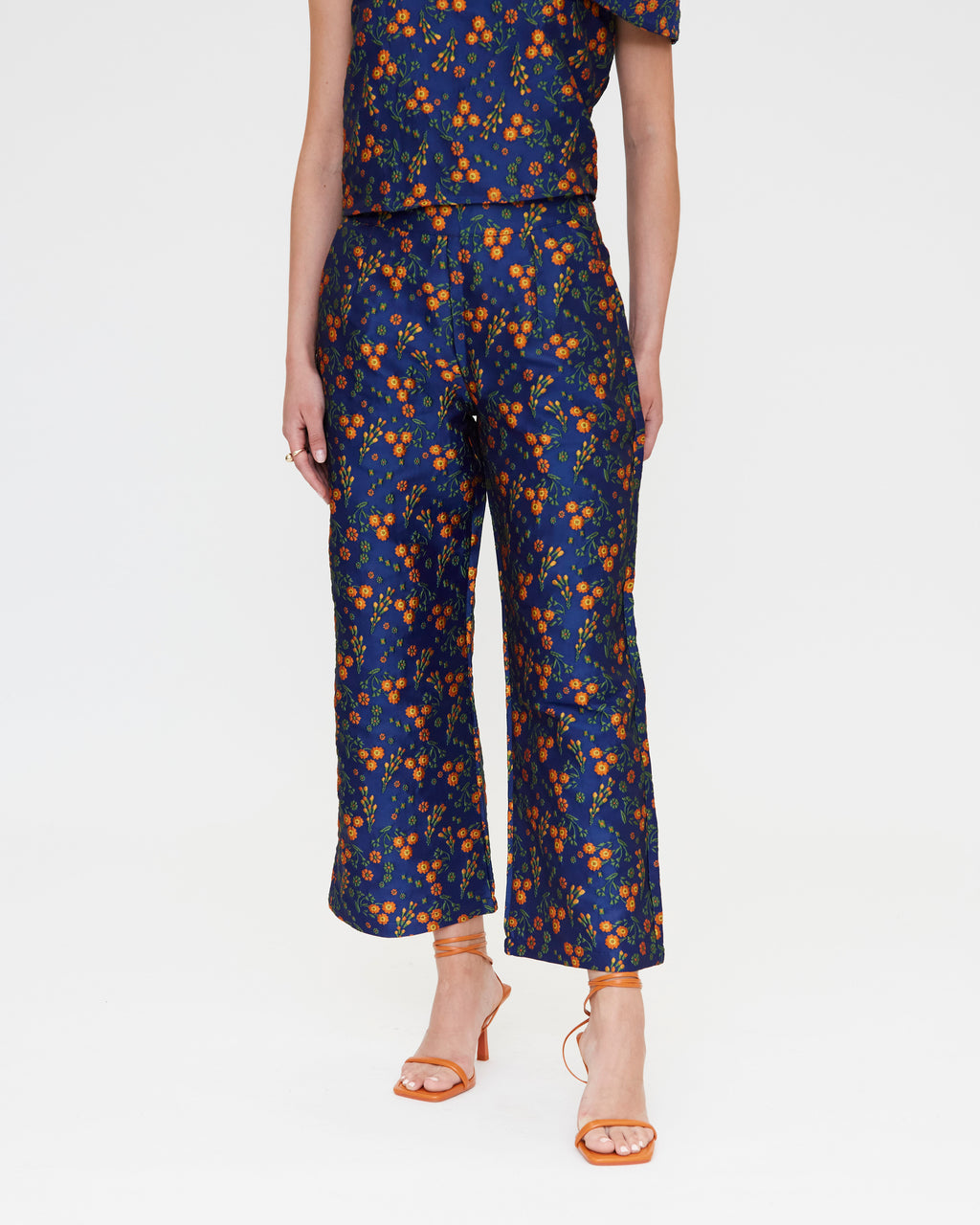 Jacquard Floral Print Trousers