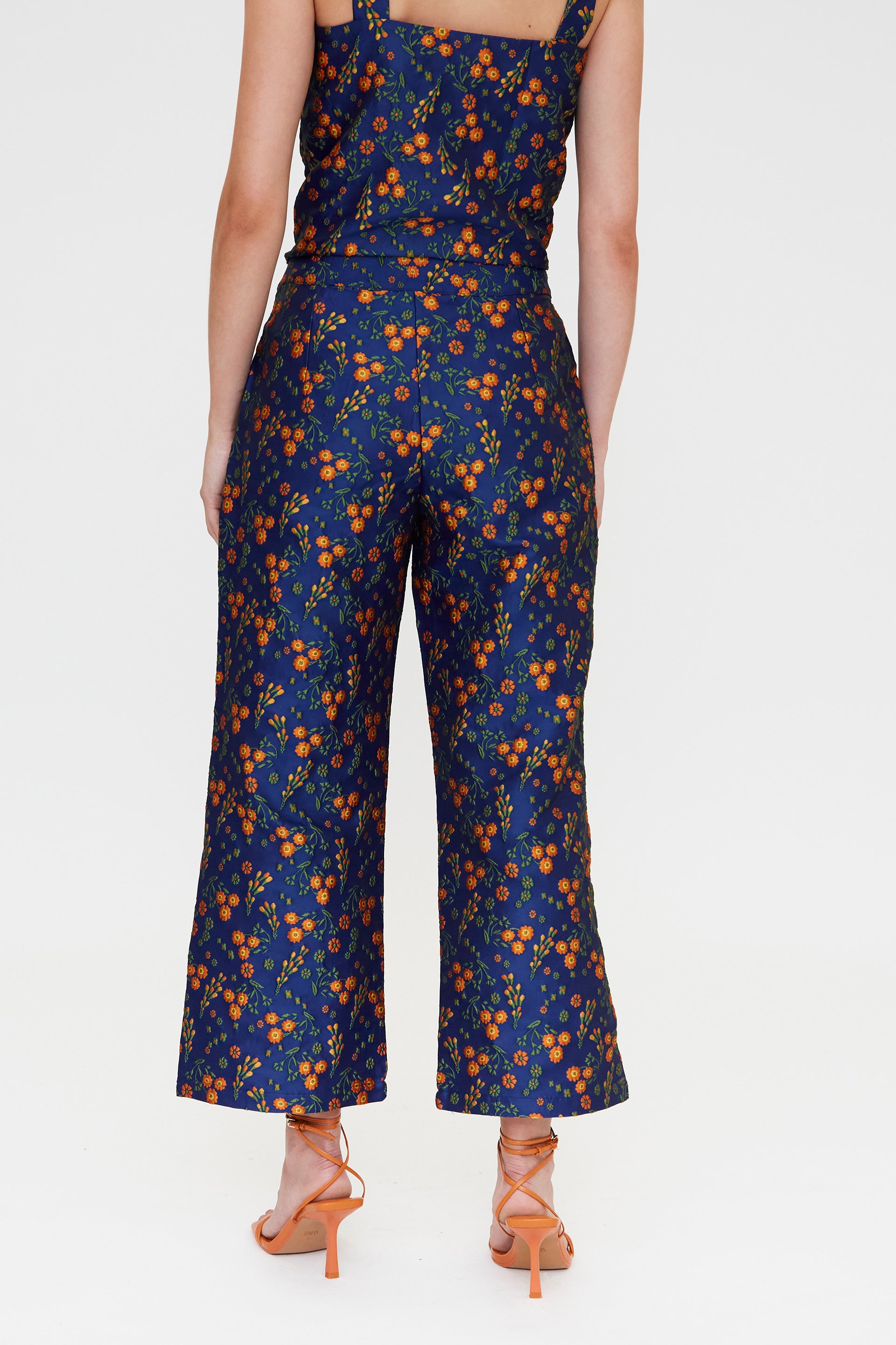 Jacquard Floral Print Trousers