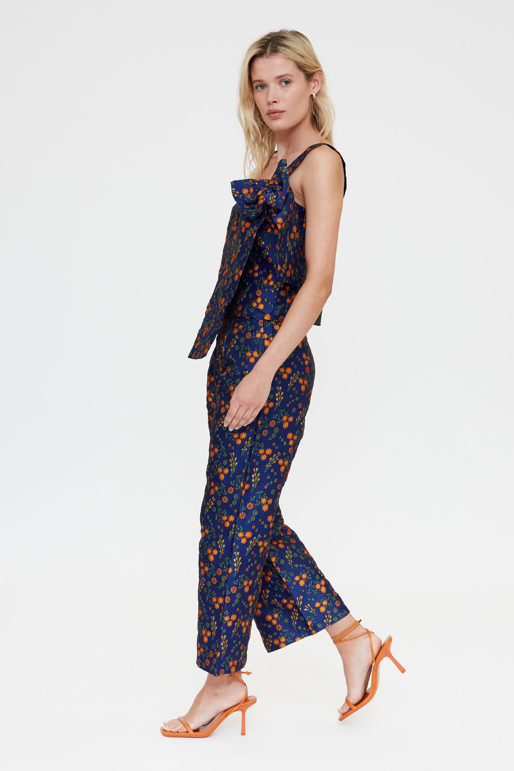 Jacquard Floral Print Trousers
