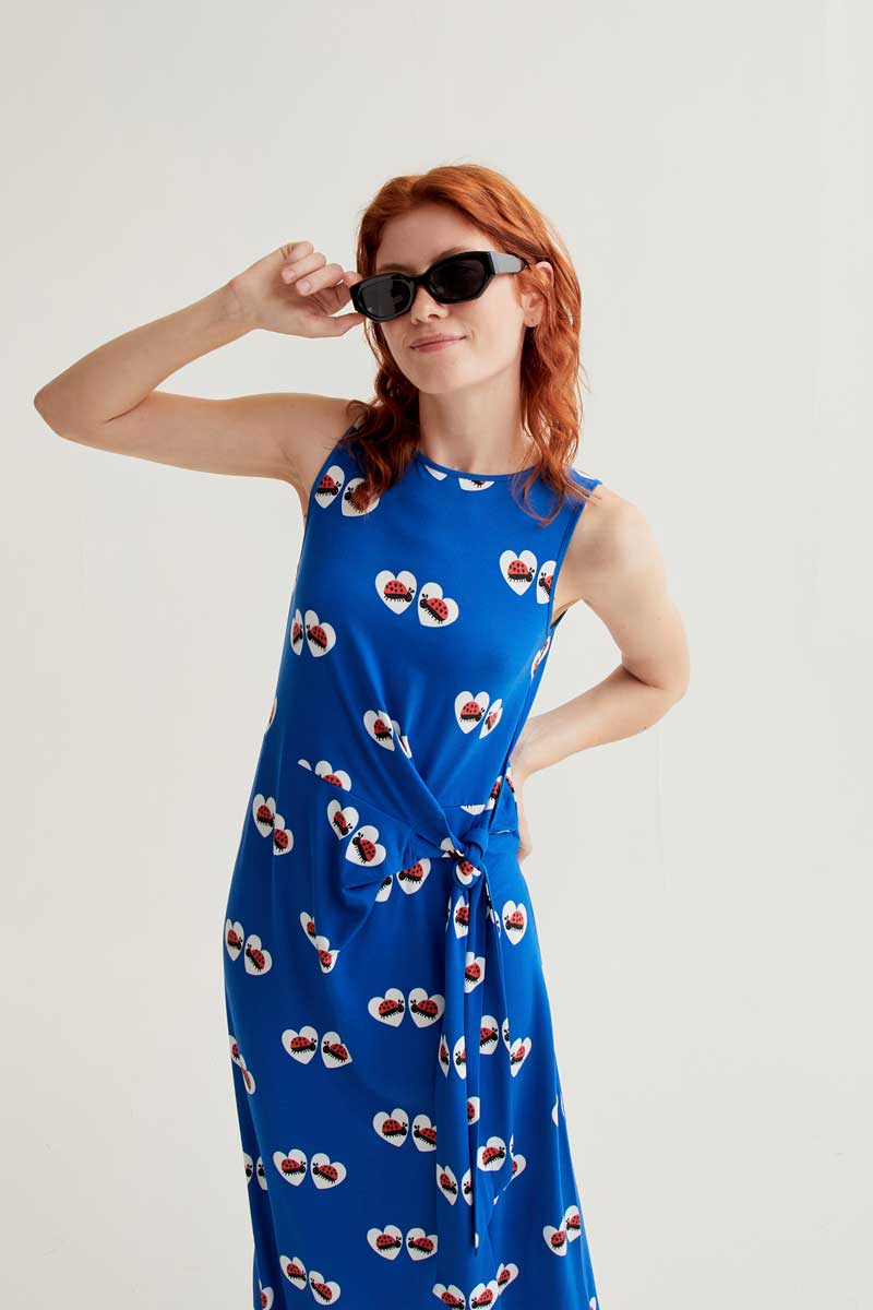 Long Dress with Ladybug Print
