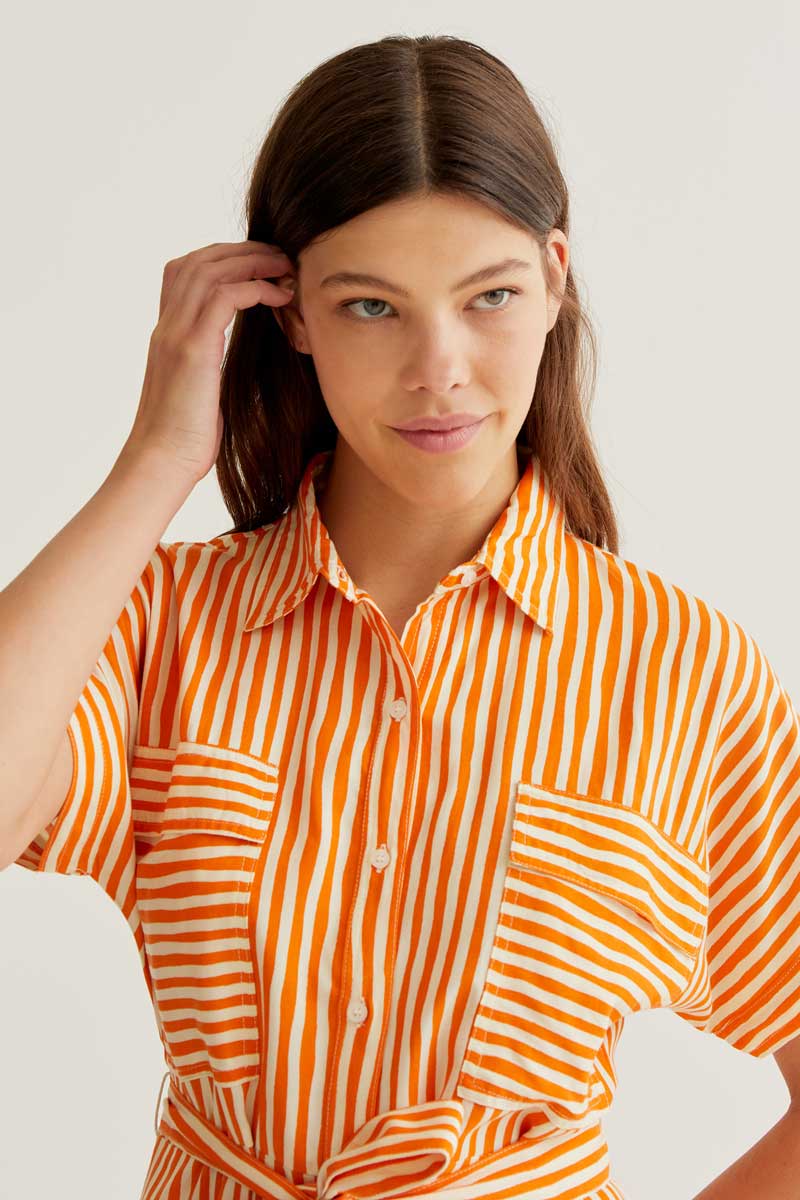 Orange Striped Dress