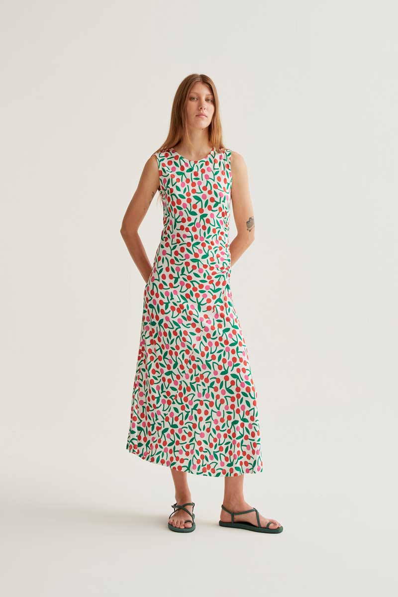 Long Dress with Cherry Print