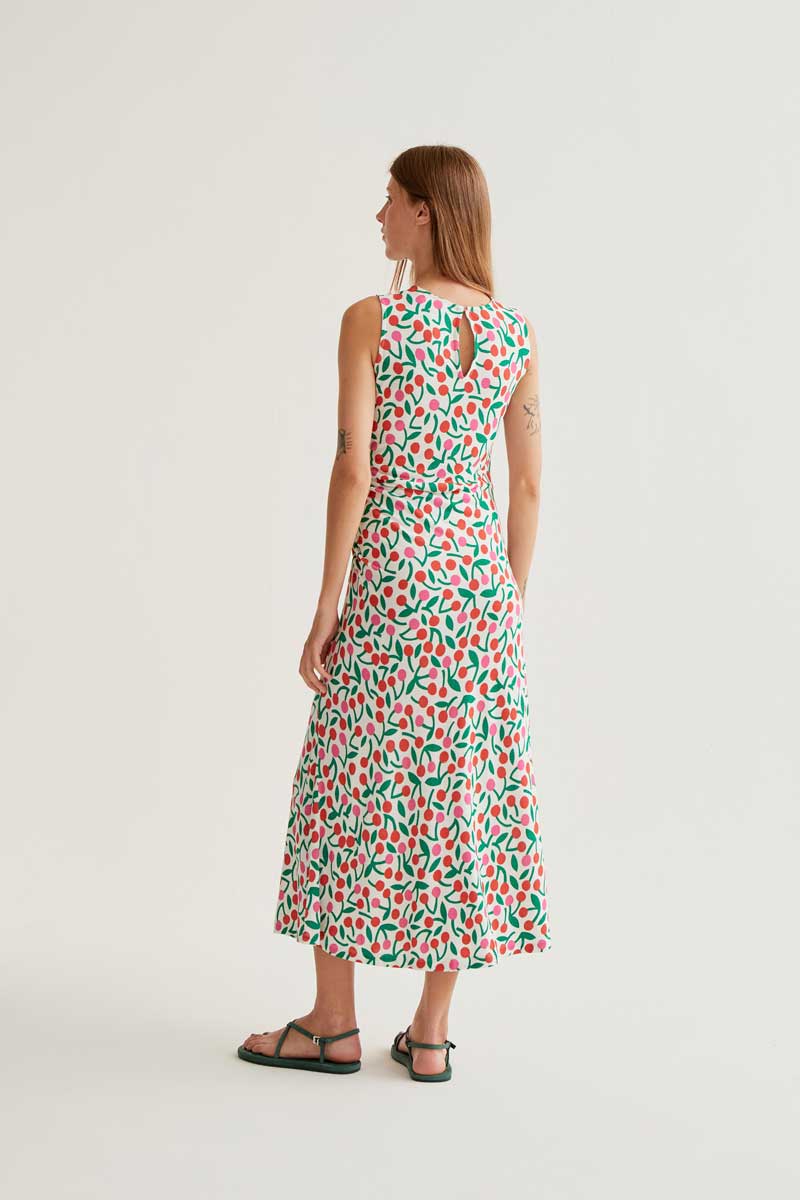 Long Dress with Cherry Print