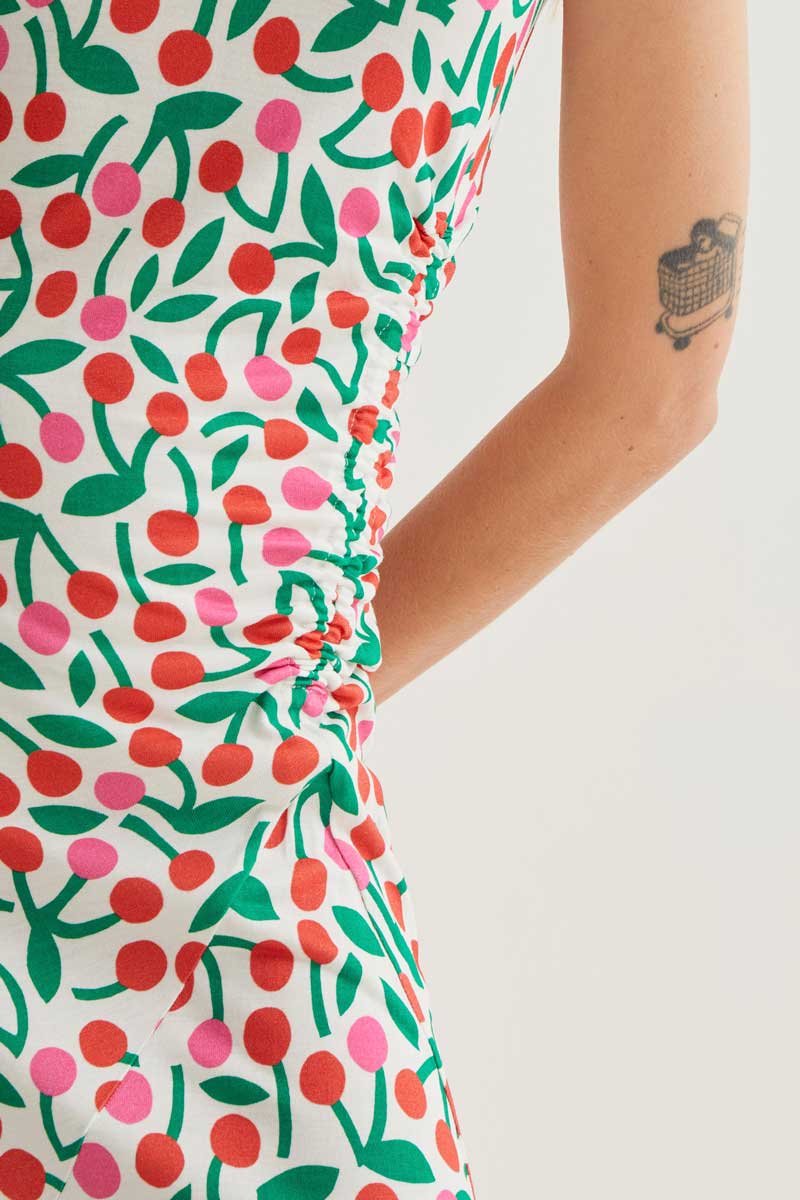 Long Dress with Cherry Print